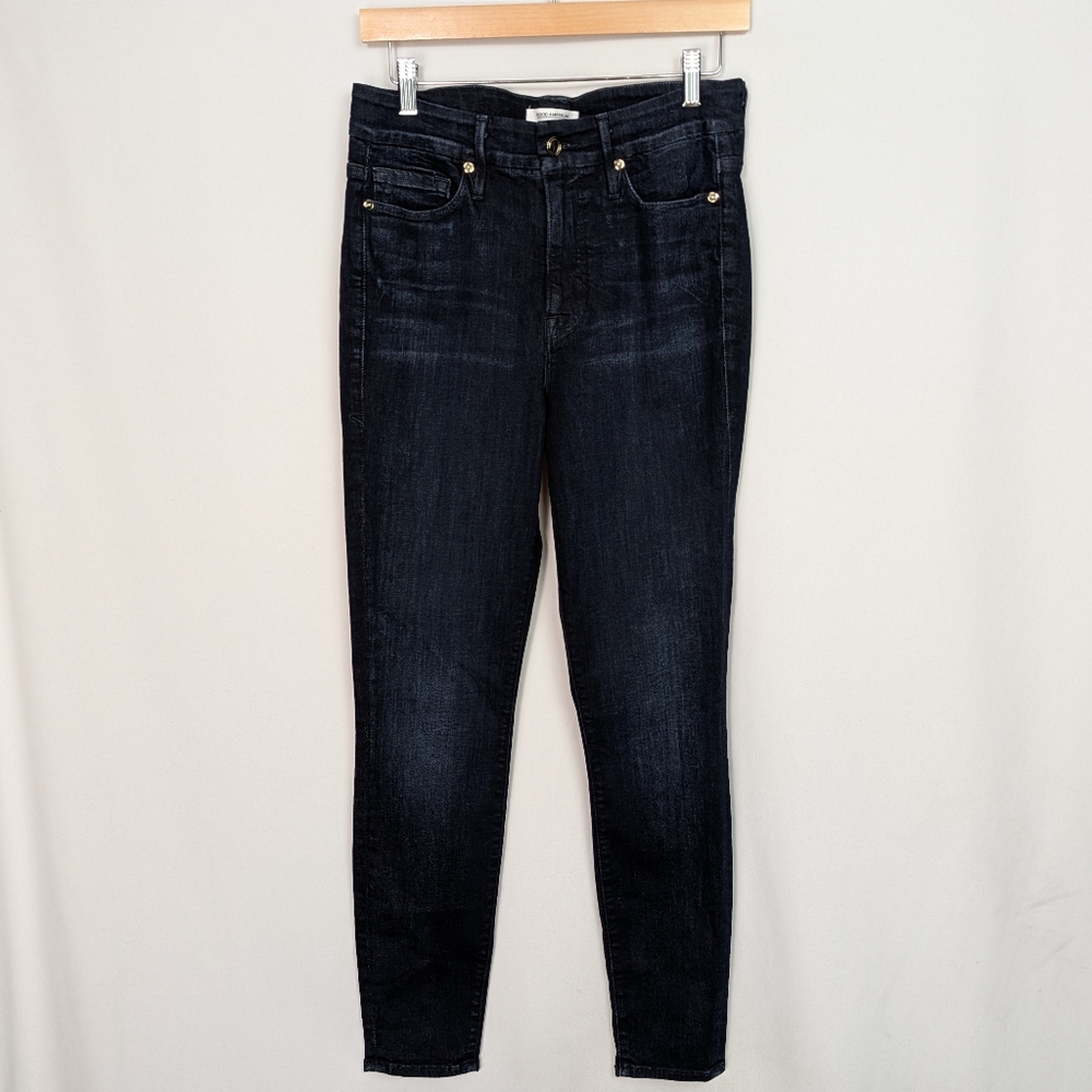 Good American Good Legs Jeans Dark Wash High Rise Skinny Stretch Denim - Picture 3 of 12